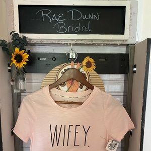 RAE DUNN~ “Wifey”Pink Glass, Black script T-shirt
